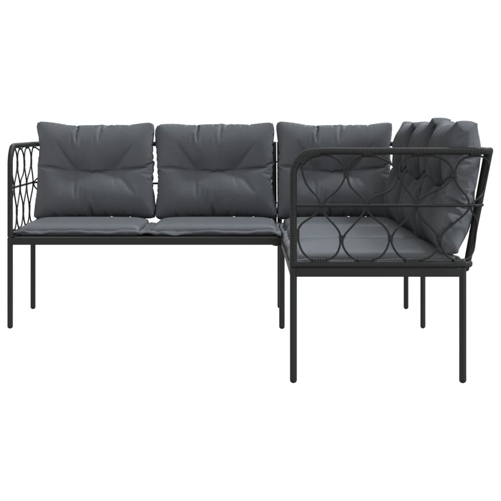 vidaXL Canapé de jardin d'angle avec coussins Noir Acier et textilène