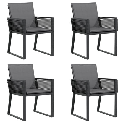 vidaXL Gartenstühle mit Kissen 4 Stk. Schwarz Poly Rattan