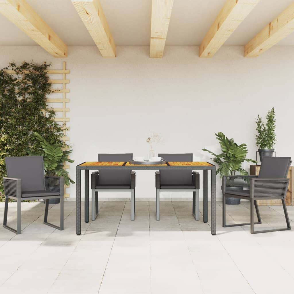 vidaXL Gartenstühle mit Kissen 4 Stk. Schwarz Poly Rattan