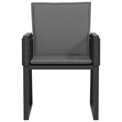 vidaXL Gartenstühle mit Kissen 4 Stk. Schwarz Poly Rattan