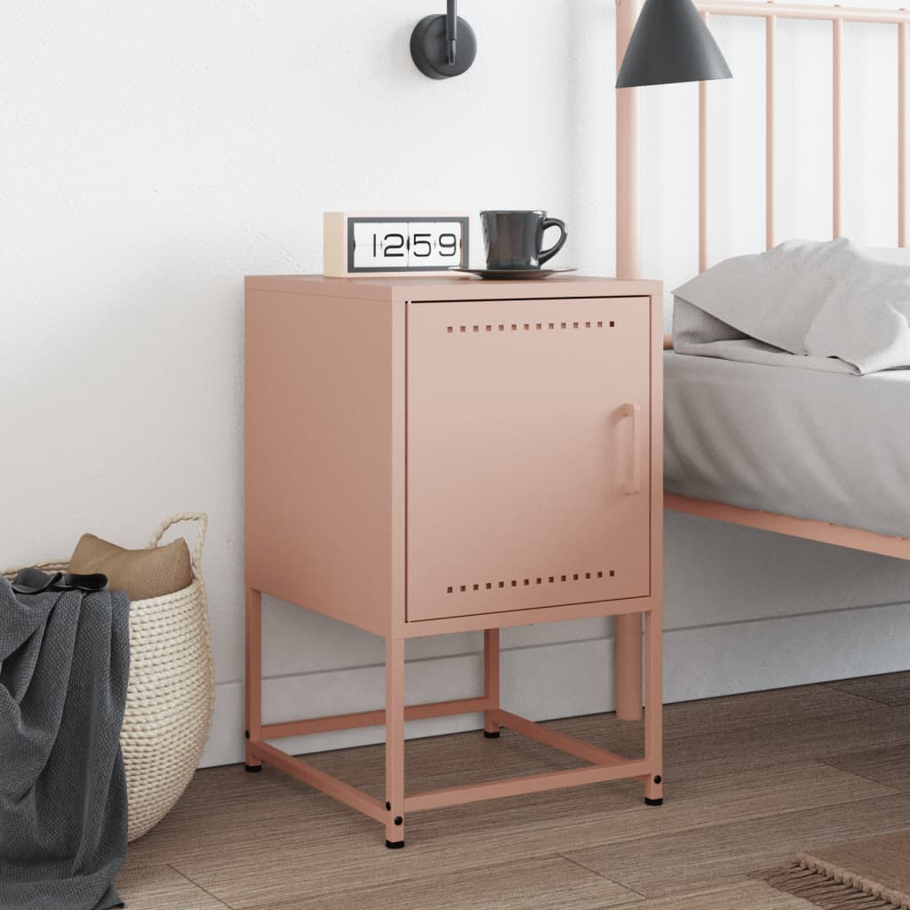 vidaXL Table de chevet Rose 36x39x60,5 cm Acier
