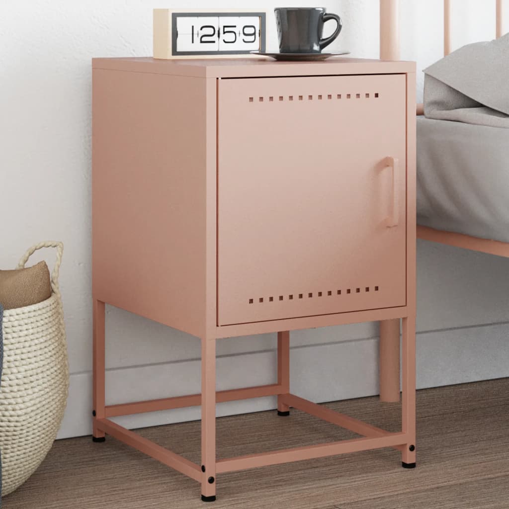 vidaXL Table de chevet Rose 36x39x60,5 cm Acier