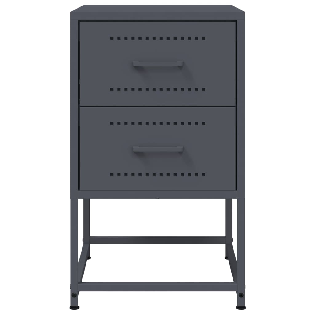 vidaXL Nachttische 2 Stk. Anthrazit 36x39x60,5 cm Stahl