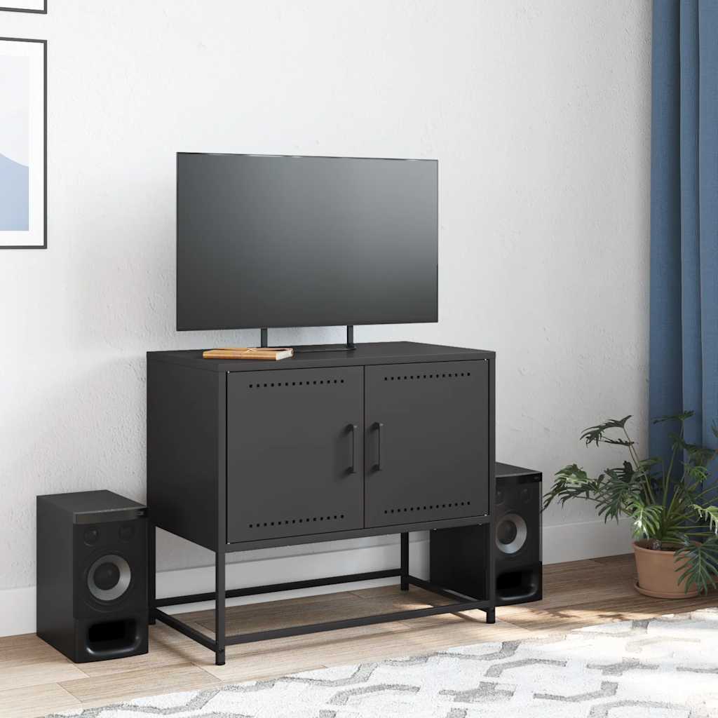 Meuble TV vidaXL Noir 68,5x39x60,5 cm Acier