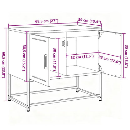 Meuble TV vidaXL Noir 68,5x39x60,5 cm Acier