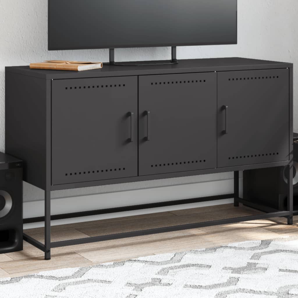 Meuble TV vidaXL noir 100,5x39x60,5 cm acier