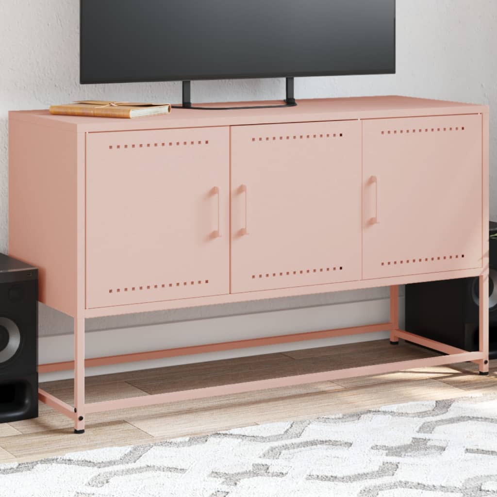 vidaXL Meuble TV Rose 100,5x39x60,5 cm Acier