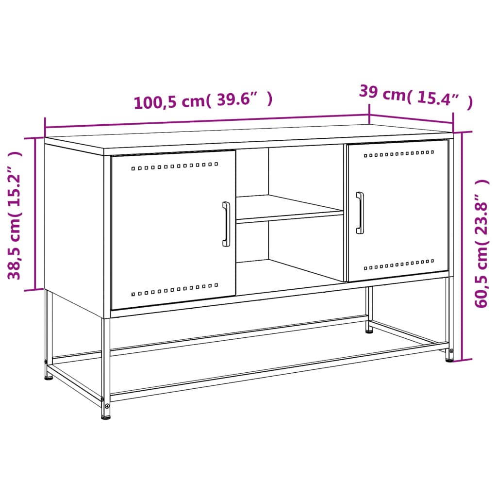 Meuble TV vidaXL noir 100,5x39x60,5 cm acier