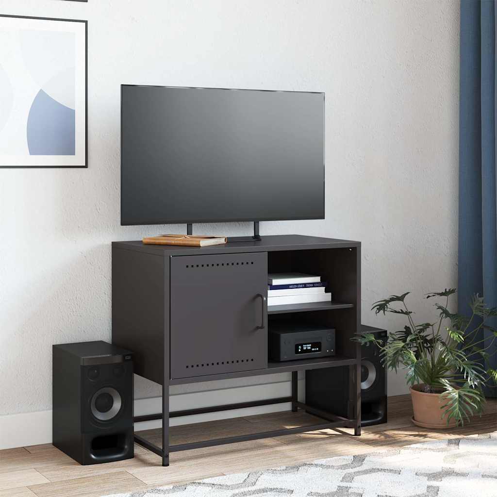vidaXL TV-Schrank Schwarz 68x39x60,5 cm Stahl