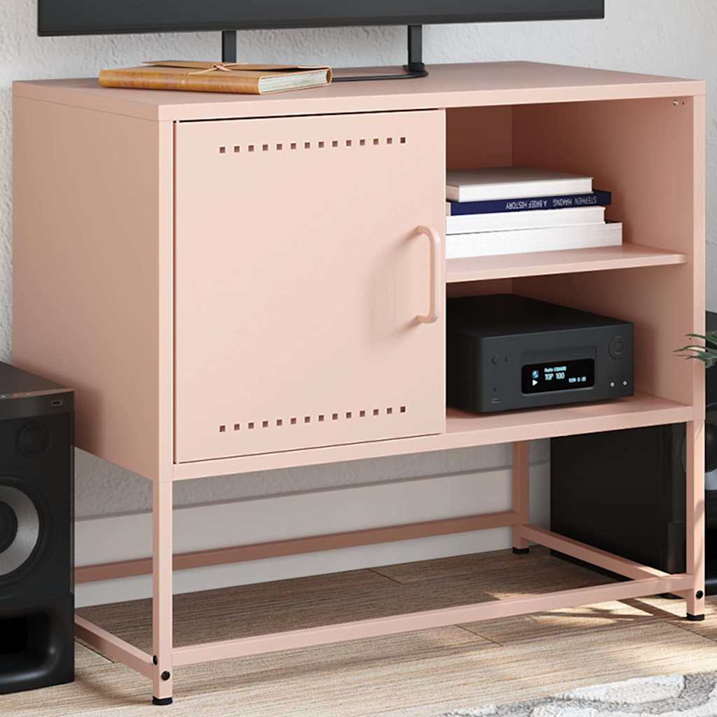 vidaXL Meuble TV Rose 68x39x60,5 cm Acier