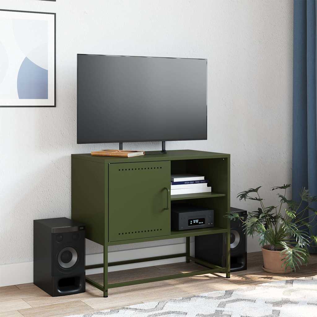 Meuble TV vidaXL vert olive 68x39x60,5 cm acier