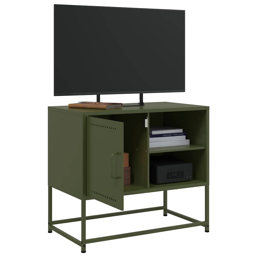 Meuble TV vidaXL vert olive 68x39x60,5 cm acier