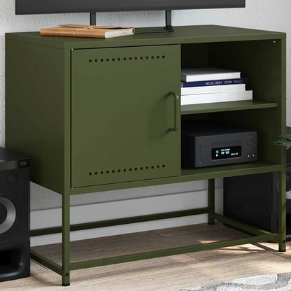 Meuble TV vidaXL vert olive 68x39x60,5 cm acier