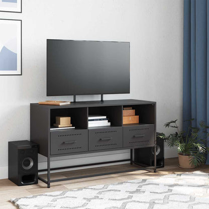 vidaXL Meuble TV Noir 100,5x39x60,5 cm Acier