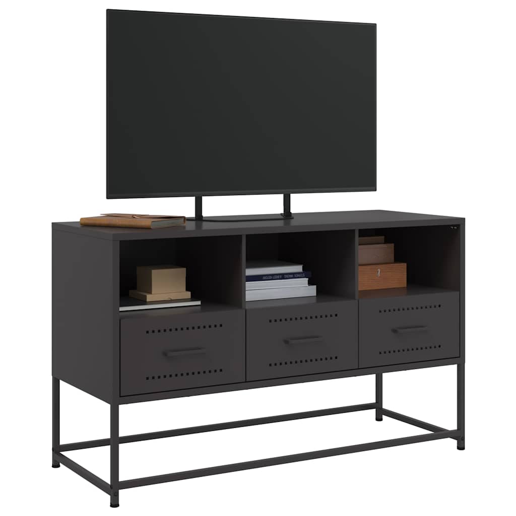 vidaXL Meuble TV Noir 100,5x39x60,5 cm Acier
