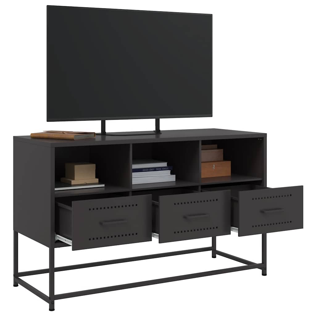 vidaXL Meuble TV Noir 100,5x39x60,5 cm Acier