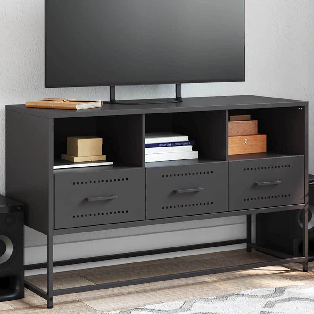 vidaXL Meuble TV Noir 100,5x39x60,5 cm Acier