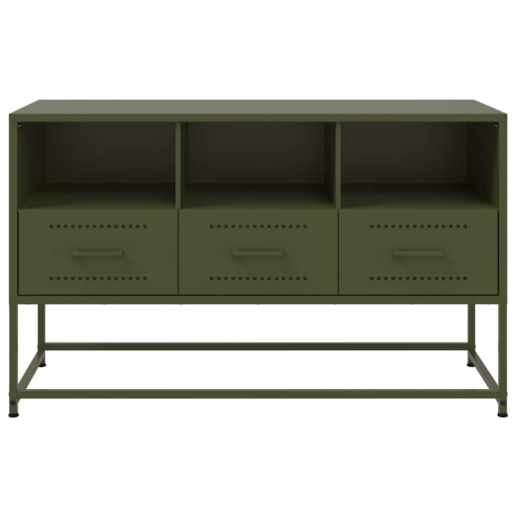 vidaXL Meuble TV vert olive 100,5x39x60,5 cm acier