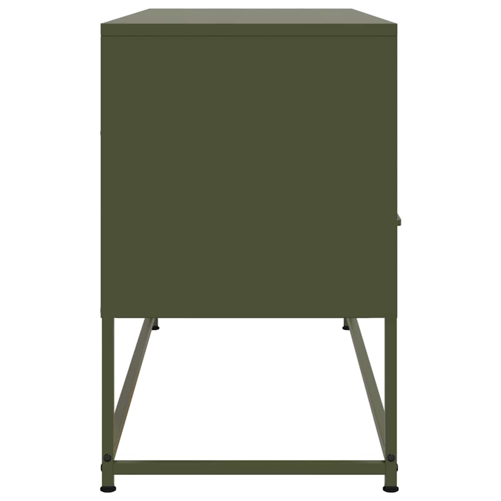 vidaXL Meuble TV vert olive 100,5x39x60,5 cm acier