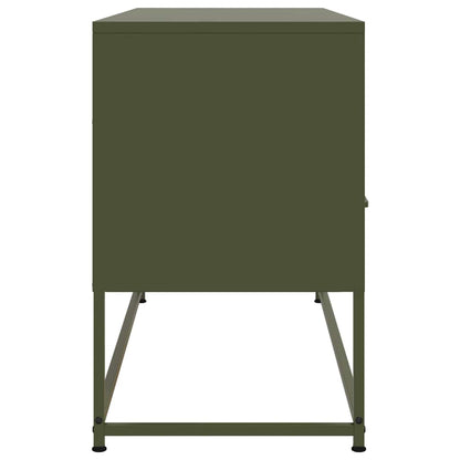 vidaXL Meuble TV vert olive 100,5x39x60,5 cm acier