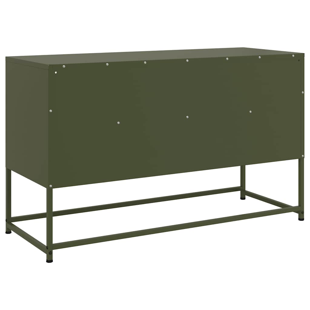 vidaXL Meuble TV vert olive 100,5x39x60,5 cm acier