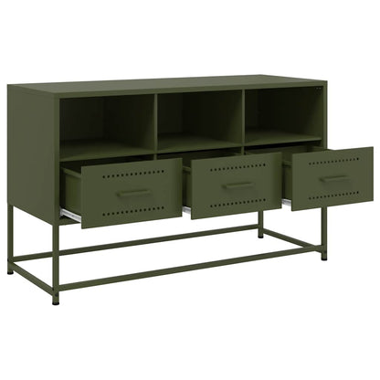 vidaXL Meuble TV vert olive 100,5x39x60,5 cm acier