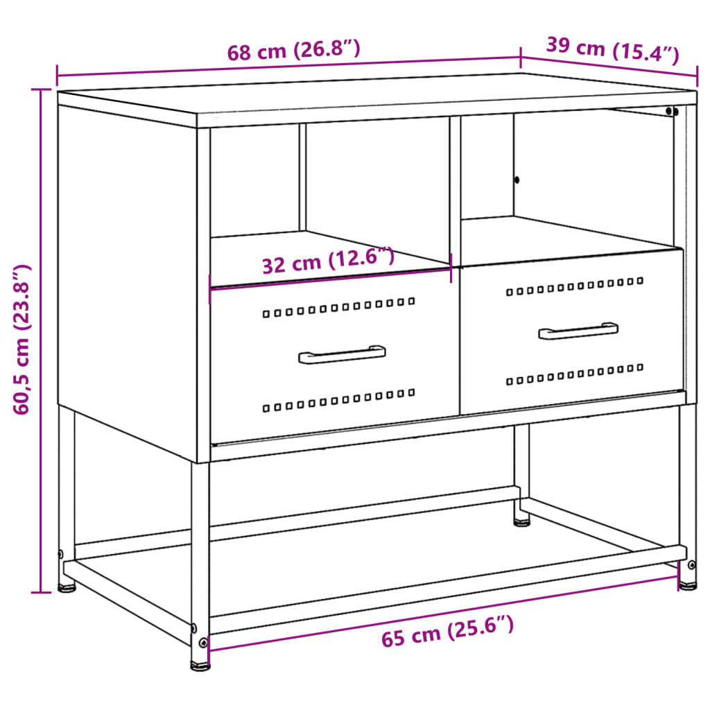 vidaXL Meuble TV Noir 68x39x60,5 cm Acier