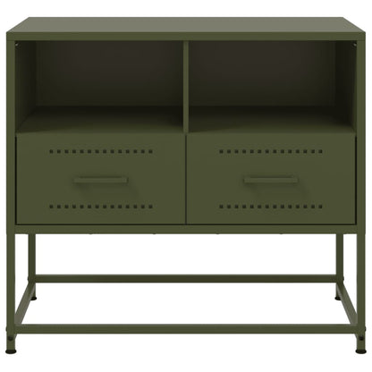 vidaXL Meuble TV vert olive 68x39x60,5 cm acier