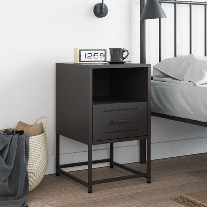 vidaXL Table de chevet noire 36x39x60,5 cm acier
