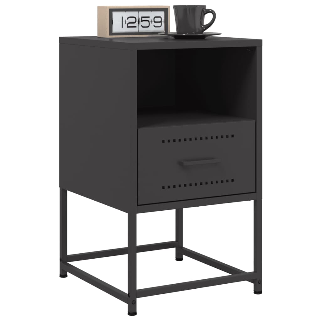 vidaXL Table de chevet noire 36x39x60,5 cm acier