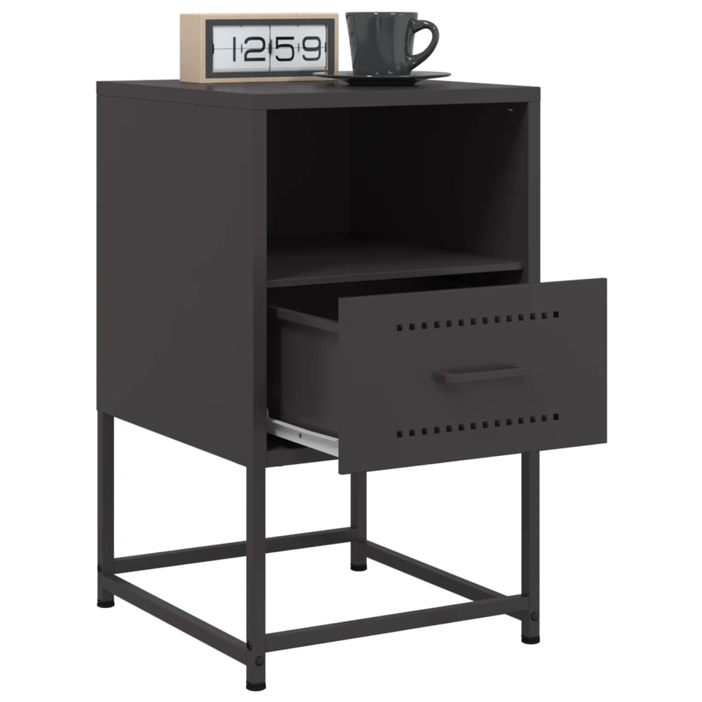 vidaXL Table de chevet noire 36x39x60,5 cm acier