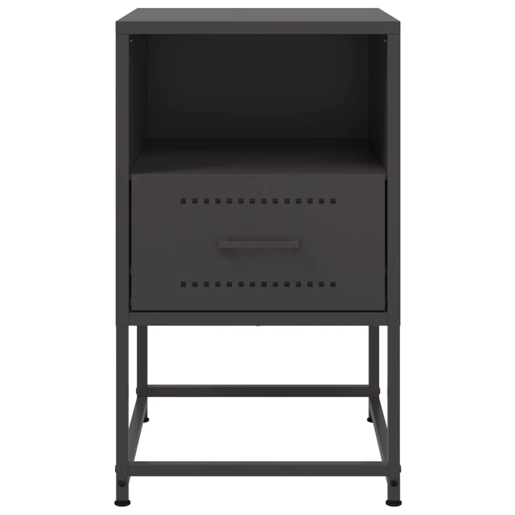 vidaXL Table de chevet noire 36x39x60,5 cm acier