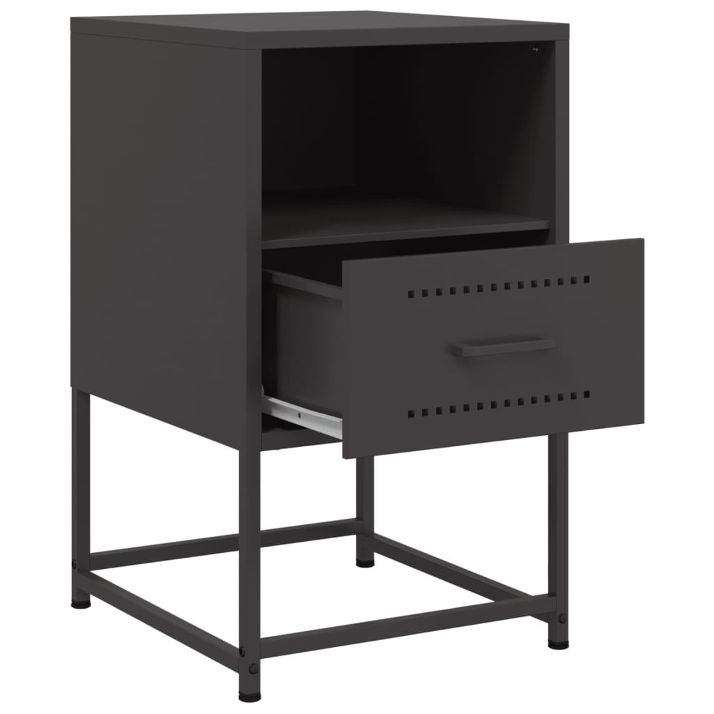 vidaXL Table de chevet noire 36x39x60,5 cm acier