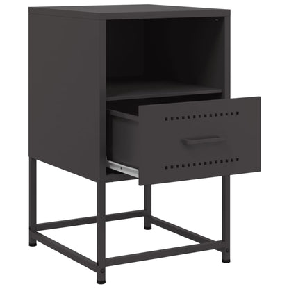 vidaXL Table de chevet noire 36x39x60,5 cm acier