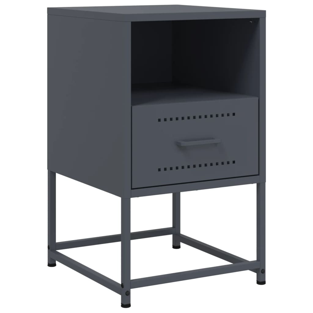 vidaXL Nachttische 2 Stk. Anthrazit 36x39x60,5 cm Stahl