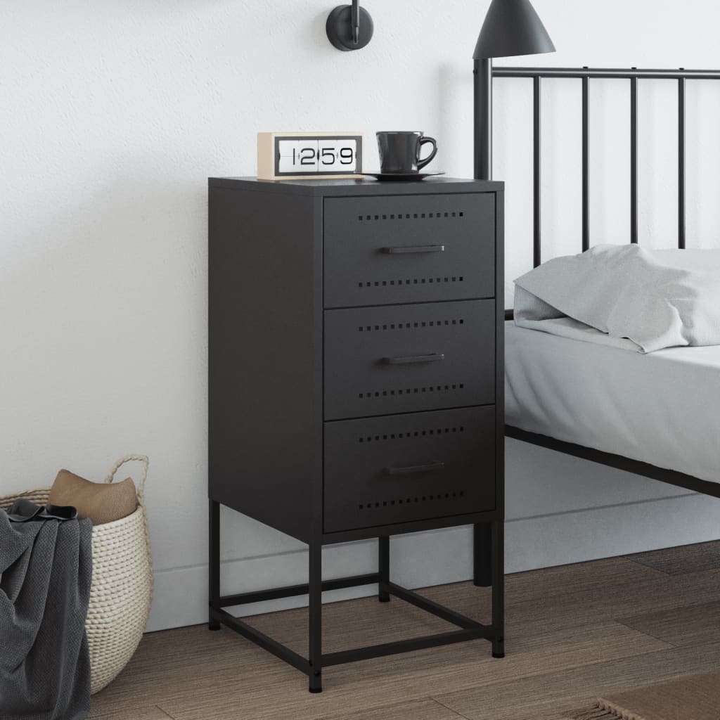 vidaXL Table de chevet noire 36x39x78 cm Acier