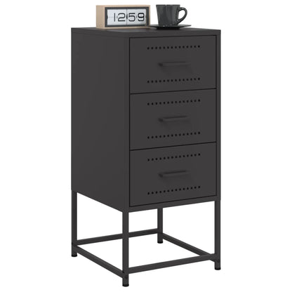 vidaXL Table de chevet noire 36x39x78 cm Acier