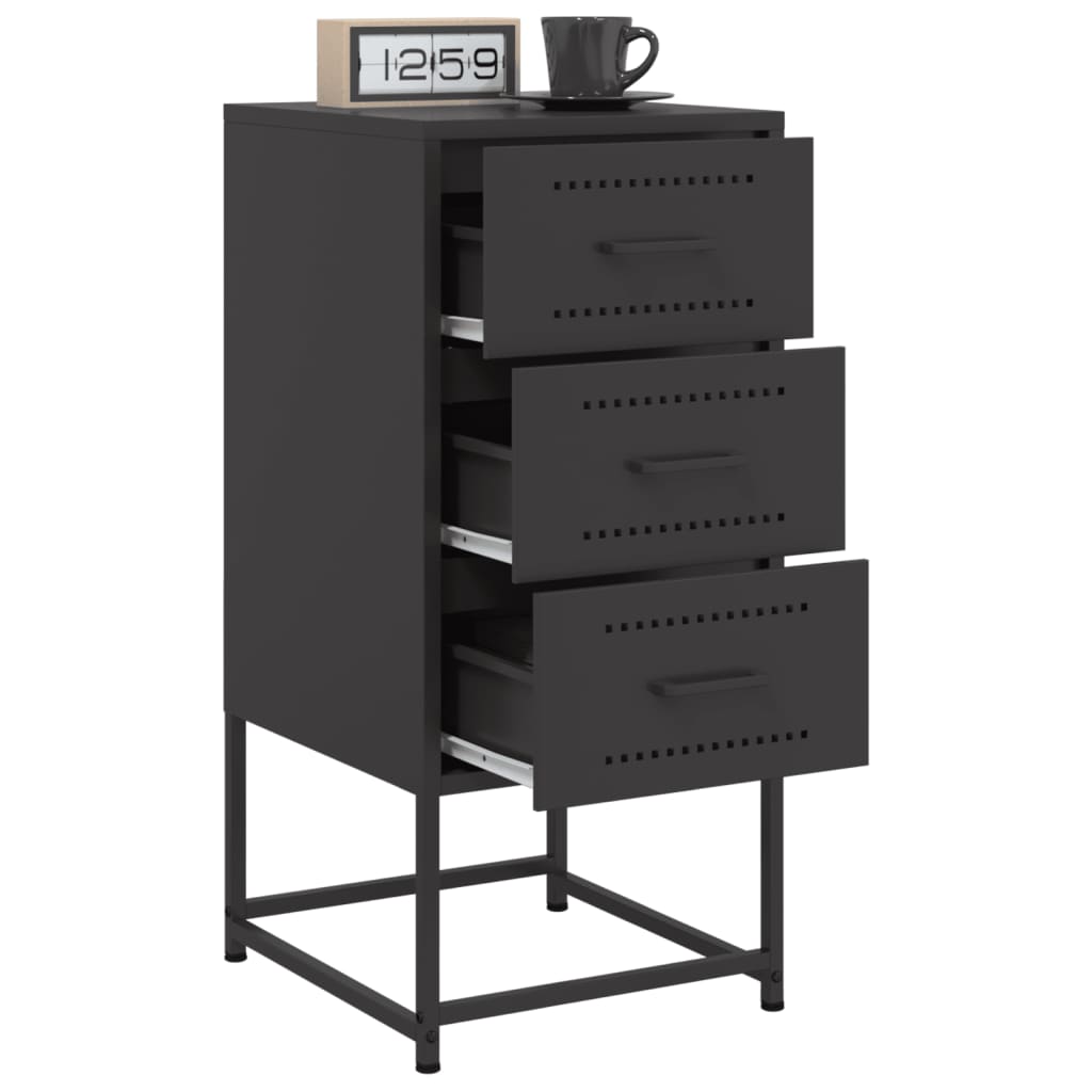 vidaXL Table de chevet noire 36x39x78 cm Acier