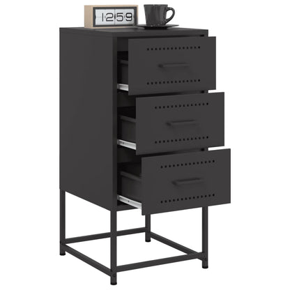 vidaXL Table de chevet noire 36x39x78 cm Acier