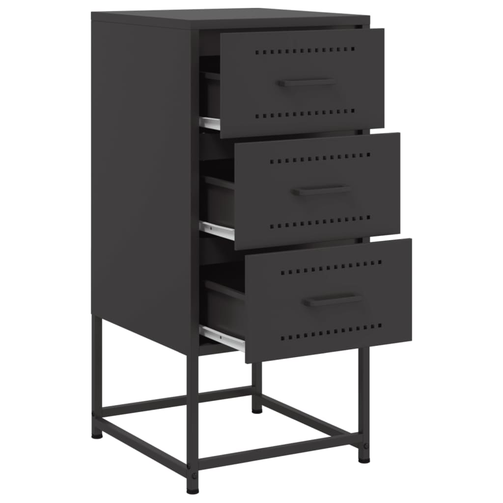 vidaXL Table de chevet noire 36x39x78 cm Acier