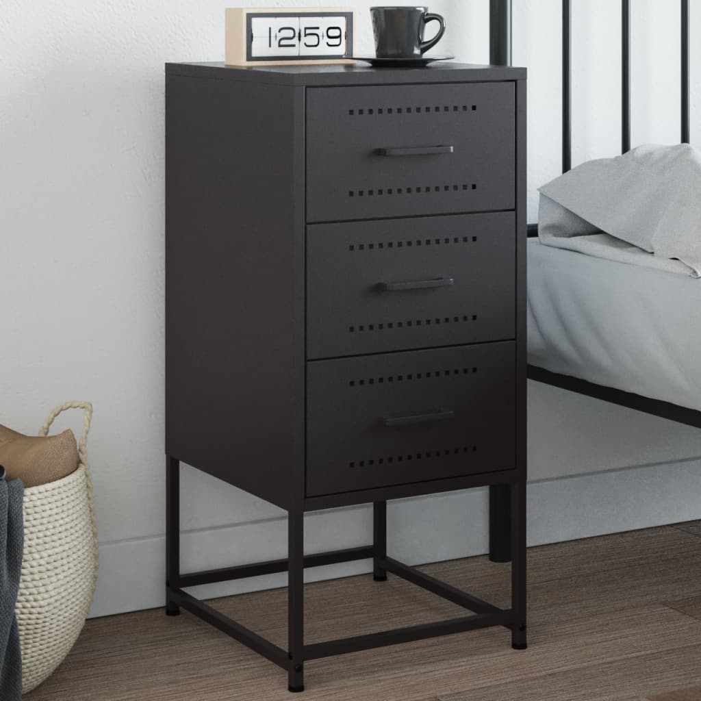 vidaXL Table de chevet noire 36x39x78 cm Acier