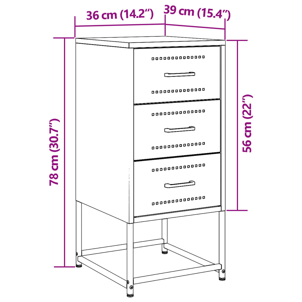 vidaXL Nachttische 2 Stk. Weiß 36x39x78 cm Stahl