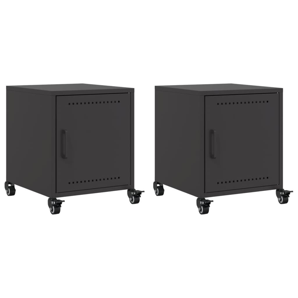 vidaXL Nachttische 2 Stk. Schwarz 36x39x43,5 cm Stahl