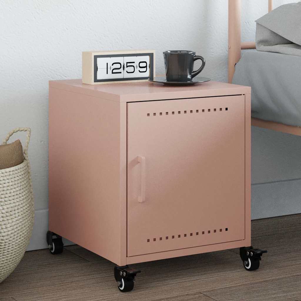 vidaXL Table de chevet Rose 36x38,5x43,5 cm Acier