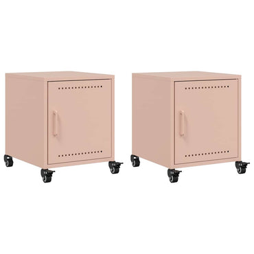 vidaXL Nachttische 2 Stk. Rosa 36x39x43,5 cm Stahl