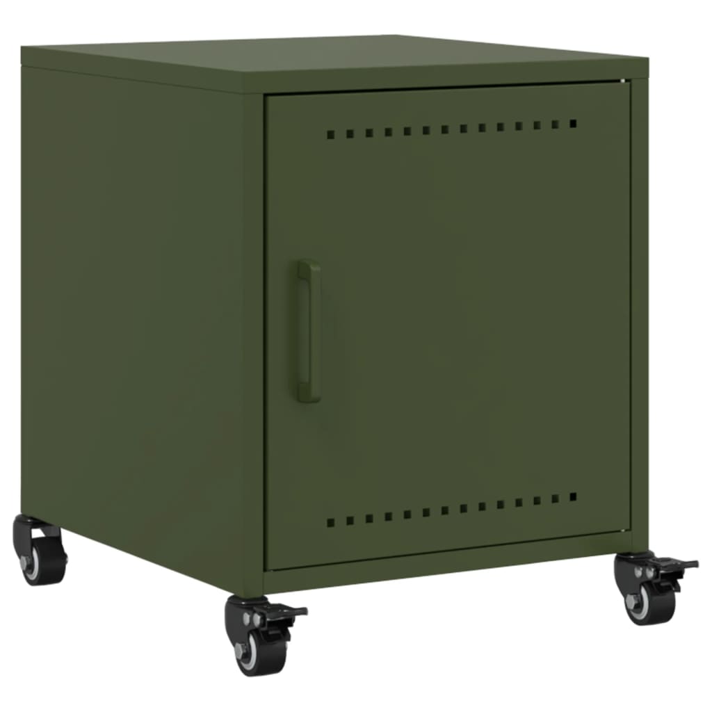 vidaXL Table de chevet Vert olive 36x39x43,5 cm Acier