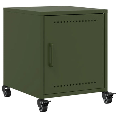 vidaXL Table de chevet Vert olive 36x39x43,5 cm Acier