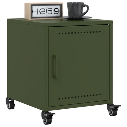 vidaXL Table de chevet Vert olive 36x39x43,5 cm Acier