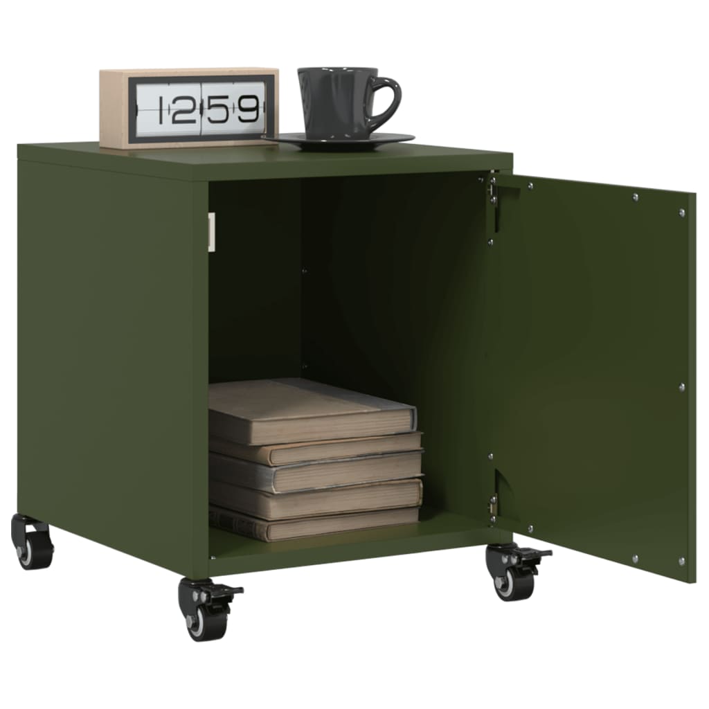 vidaXL Table de chevet Vert olive 36x39x43,5 cm Acier
