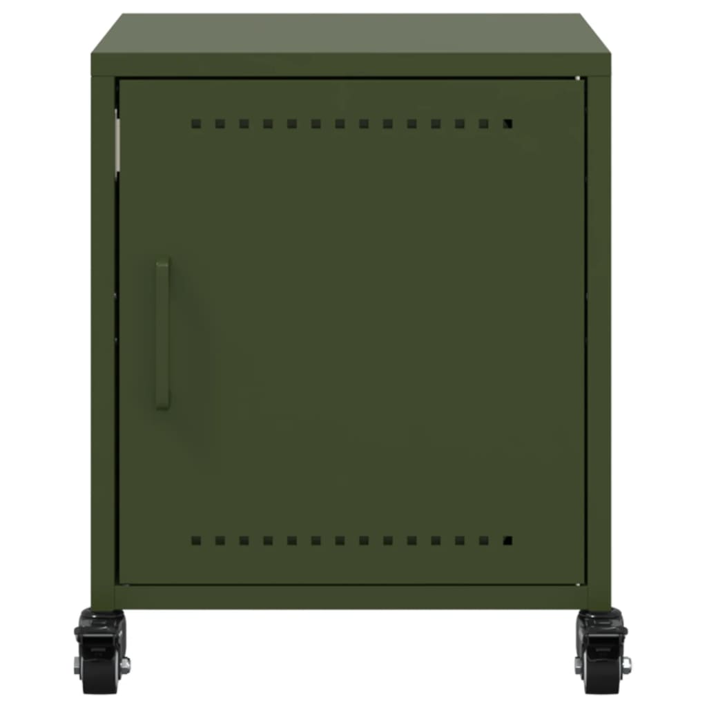 vidaXL Table de chevet Vert olive 36x39x43,5 cm Acier